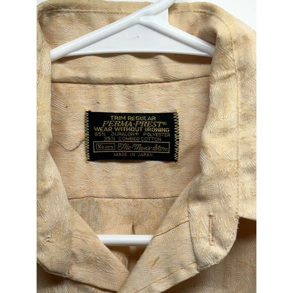 Vintage Sears Perma-Press Medium SHORT Sleeve SHIRT Wide Collar MADE IN JAPAN - Picture 6 of 11